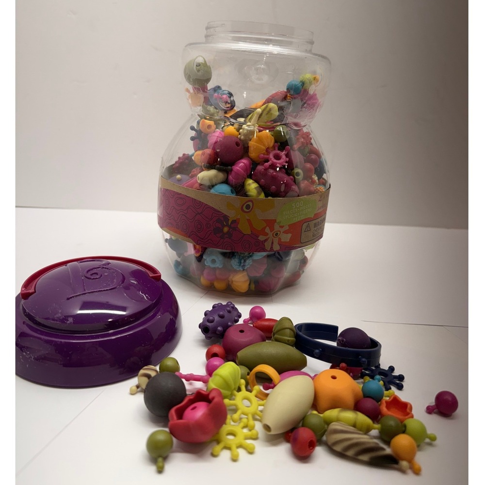 B. Toys Pop-Arty 500 Piece Snap Together Jewelry Bead Kit Kids Creative Toy Jar